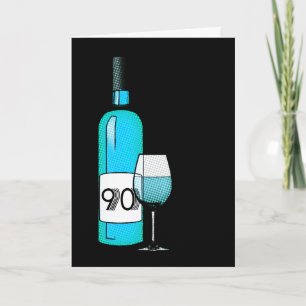 Carte 90e anniversaire : bouteille de vin & verre