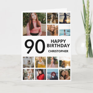 Carte 90e anniversaire Collage photo 13 photos noir blan