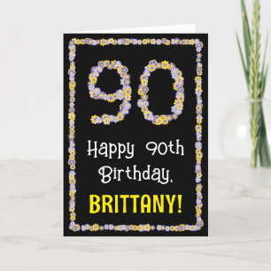 Carte 90e anniversaire : Floral Flowers Numéro, Nom pers
