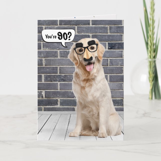 Carte 90e anniversaire Funny Golden Retriever Card (Devant)