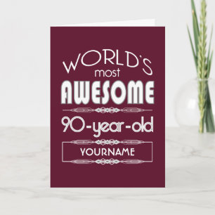Carte 90e Anniversaire Mondes Meilleur Fabuleux Rouge fo