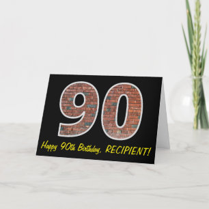 Carte 90e anniversaire - Motif de mur de briques "90" av