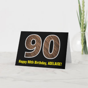 Carte 90e anniversaire : Nom + Motif de grain de bois fa