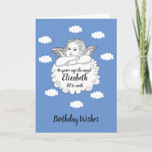 Carte 90e Anniversaire Nuages Angel Ajouter Votre Nom Bl