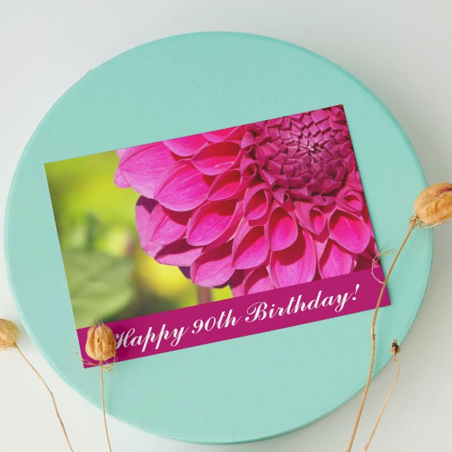Carte 90e anniversaire Pink Dahlia Floral Anniversaire (In Situ)