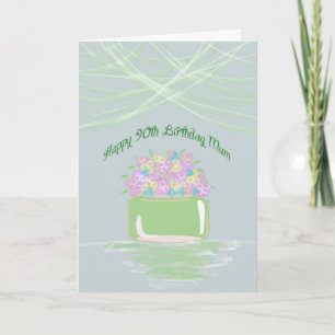 Carte 90e anniversaire pour maman panier de fleurs paste
