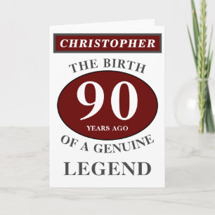 Carte 90e anniversaire Red Genuine Legend Ajouter votre