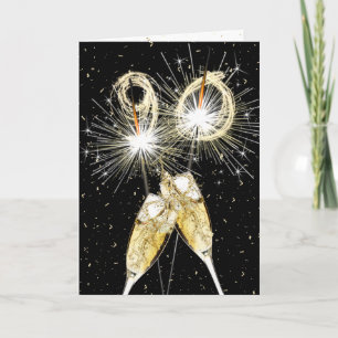 Carte 90e anniversaire Sparklers and Champagne Toast