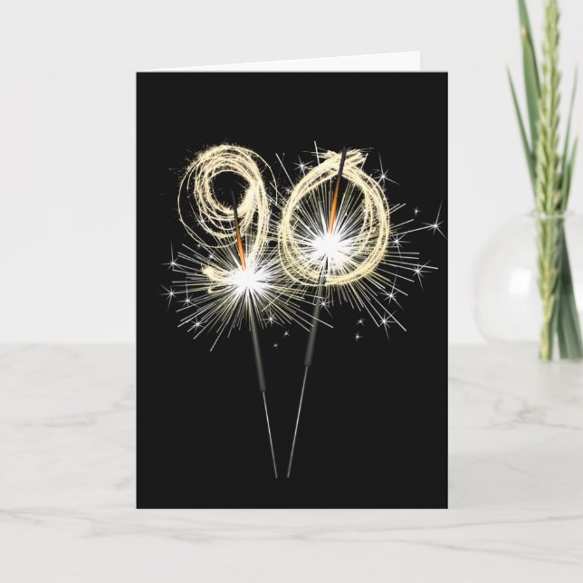 Carte 90e anniversaire Sparklers en noir (Devant)