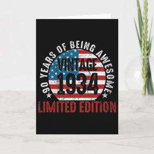 Carte 90e anniversaire Vintage 19&#; Drapeau Usa Patriot