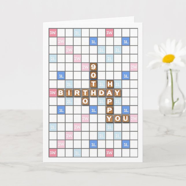 Carte 90e anniversaire, Word Game Board (Petite plante)