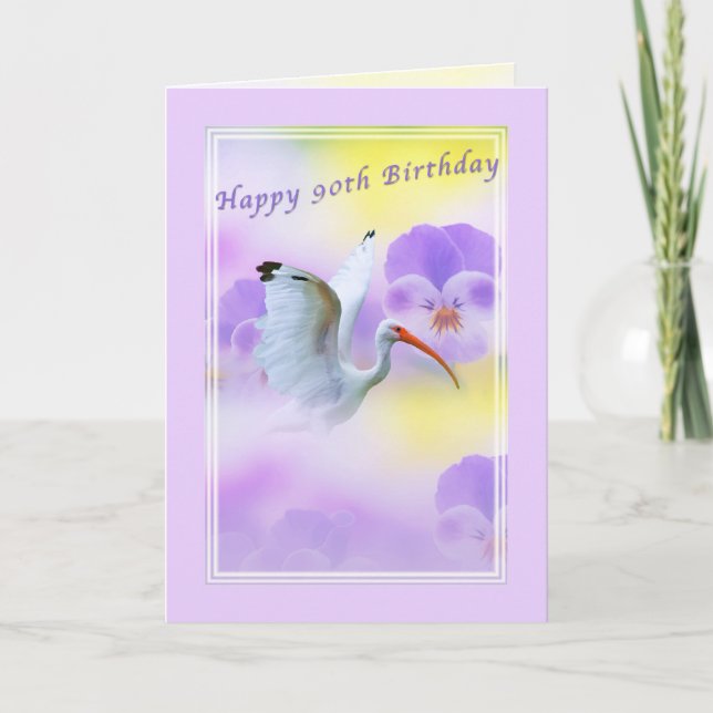Carte 90e Ibis Bird and Pany Birthday Card (Devant)
