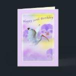 Carte 90e Ibis Bird and Pany Birthday Card<br><div class="desc">The wings of the white ibis against the backdrop of the colorful pansies,  make a soft and lovely birthday greeting.</div>