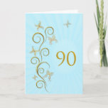 Carte 90e jour de Birthday<br><div class="desc">90e jour de Birthday with golden butterflies.  A floral scroll with stylized flowers and delicate butterflies A stunning birthday card. See the whole range of cards for ages and relationships in my store.  Golden butterflies made from delicate scroll work flutter around this elegant and beautiful birthcard</div>