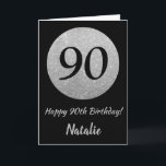 Carte 90th Birthday Black and Silver Glitter Card<br><div class="desc">Happy 90th Birthday Black and Silver Glitter Card with personalized name For further customization,  please click the "Customize it" button and use our design tool to modify this template.</div>