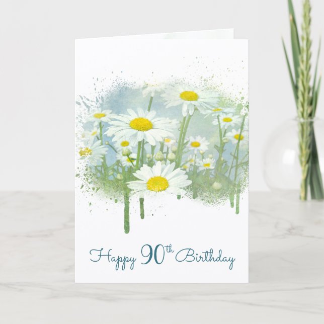 Carte 90th Birthday White Daisy Garden (Devant)