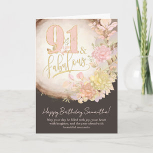 Carte 91 ans et Fabuleux Fleurs Photo Anniversaire Perso