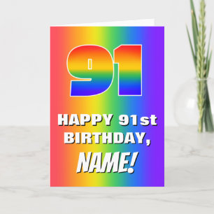 Carte 91e anniversaire : coloré, amusant Motif arc-en-ci