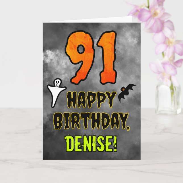 Carte 91st Birthday: Eerie Halloween Theme + Custom Name (Orchidée)