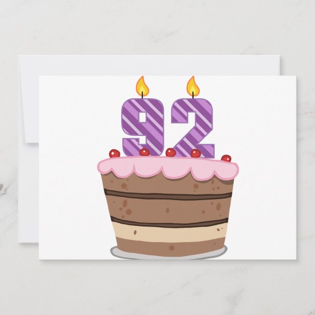 Carte 92 ans sur le gâteau d'anniversaire (Devant)