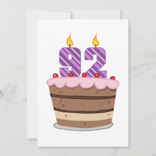 Carte 92 ans sur le gâteau d'anniversaire