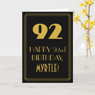 Carte 92e anniversaire ~ Look inspiré d'Art Déco "92" &