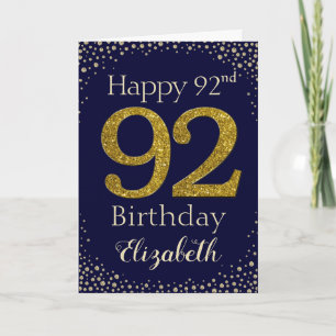 Carte 92e Birthday Golden Glitter
