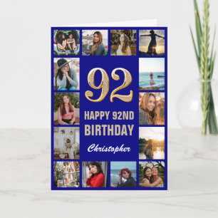 Carte 92e Joyeux Anniversaire Marine Bleu & Gold Photo C