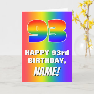 Carte 93e anniversaire : coloré, amusant Motif arc-en-ci