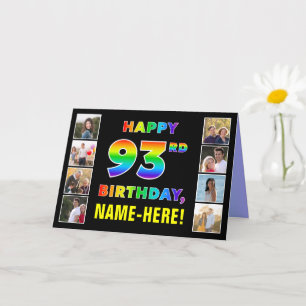 Carte 93e anniversaire : Rainbow Text, photos personnali