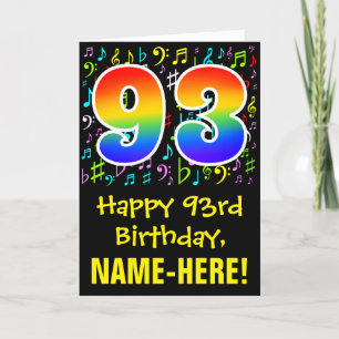 Carte 93e anniversaire : symboles musicaux colorés + arc