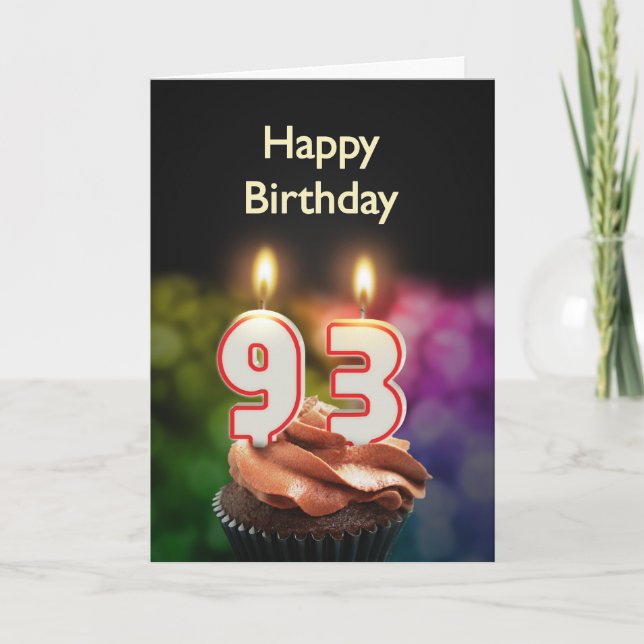 Carte 93ème anniversaire avec gâteau et bougies (Devant)