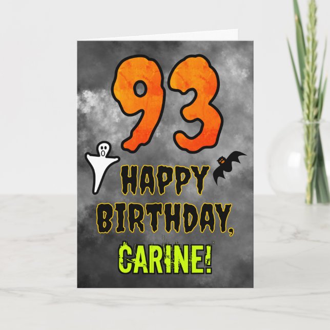 Carte 93rd Birthday: Eerie Halloween Theme + Custom Name (Devant)