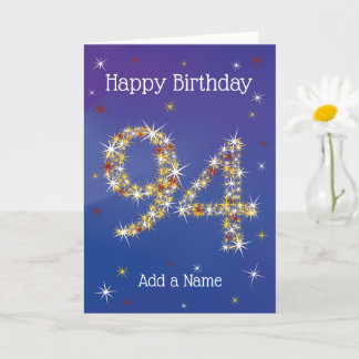 Carte 94e anniversaire - 94 en étoiles - bleu - 94 ans