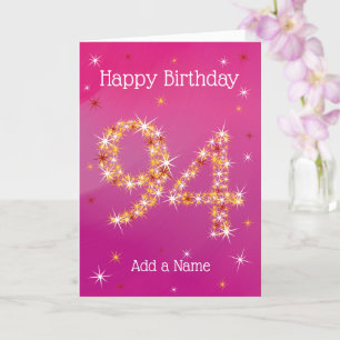 Carte 94e anniversaire - 94 en étoiles - rose/pourpre - 