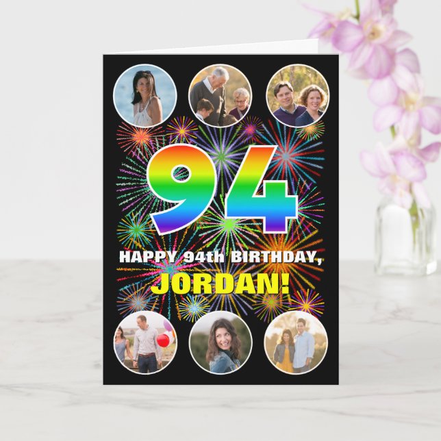 Carte 94e anniversaire : Arc-en-ciel amusant #, Nom pers (Orchidée)