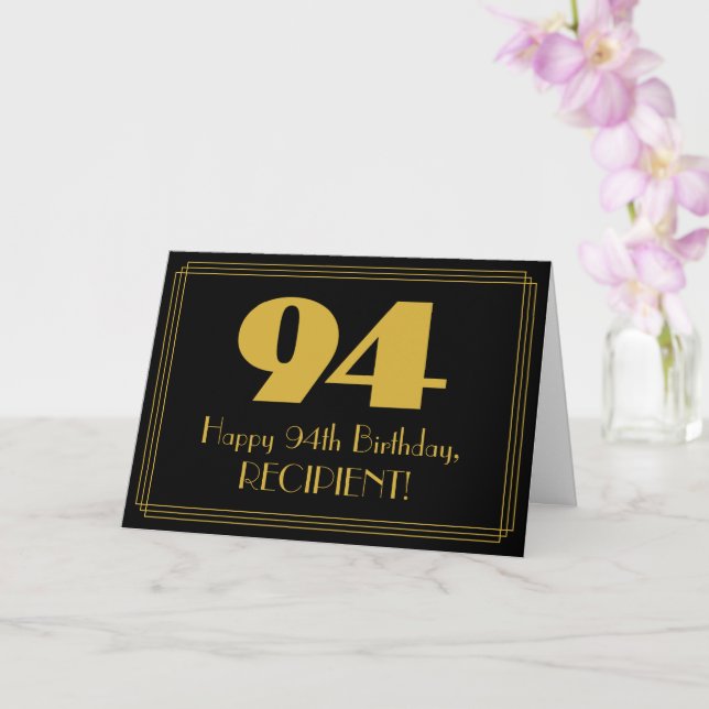 Carte 94e anniversaire : Art Déco Inspiré Look "94" & No (Orchidée)