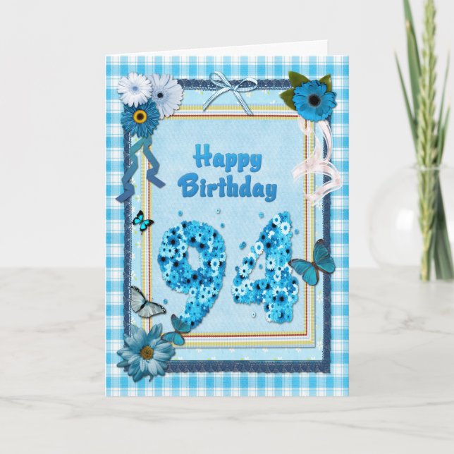 Carte 94e anniversaire avec un effet de scrapbook (Devant)