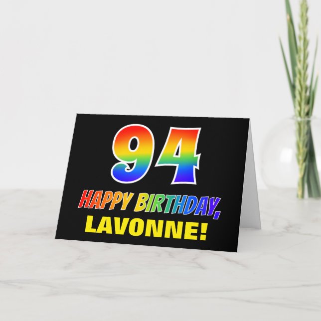 Carte 94e anniversaire : Bold, amusant, simple, arc-en-c (Devant)