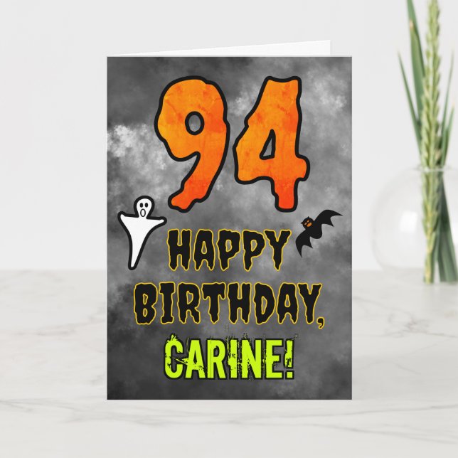 Carte 94e anniversaire : Eerie Halloween Thème + Nom per (Devant)