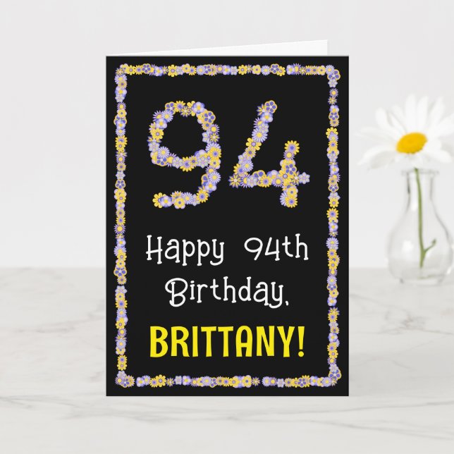 Carte 94e anniversaire : Floral Flowers Numéro, Nom pers (Petite plante)