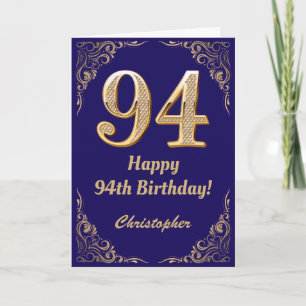 Carte 94e anniversaire Marine Parties scintillant bleu e