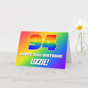 Carte 94e anniversaire : Motif Rainbow multicolore # 94