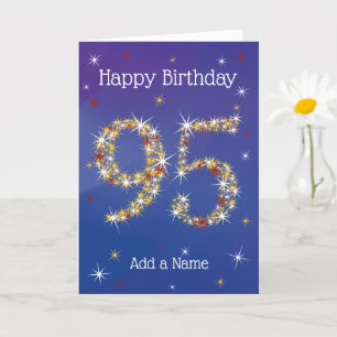 Carte 95e anniversaire - 95 en étoiles - bleu - 95 ans