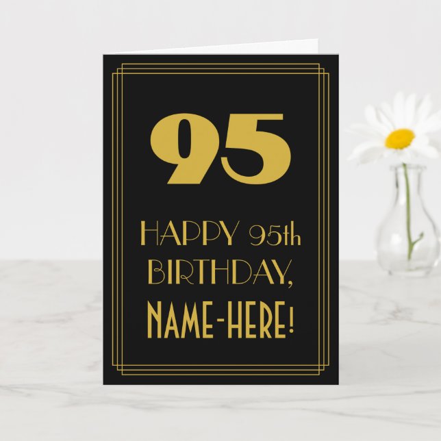 Carte 95e anniversaire - Art Déco Inspiré Look "95" & No (Petite plante)