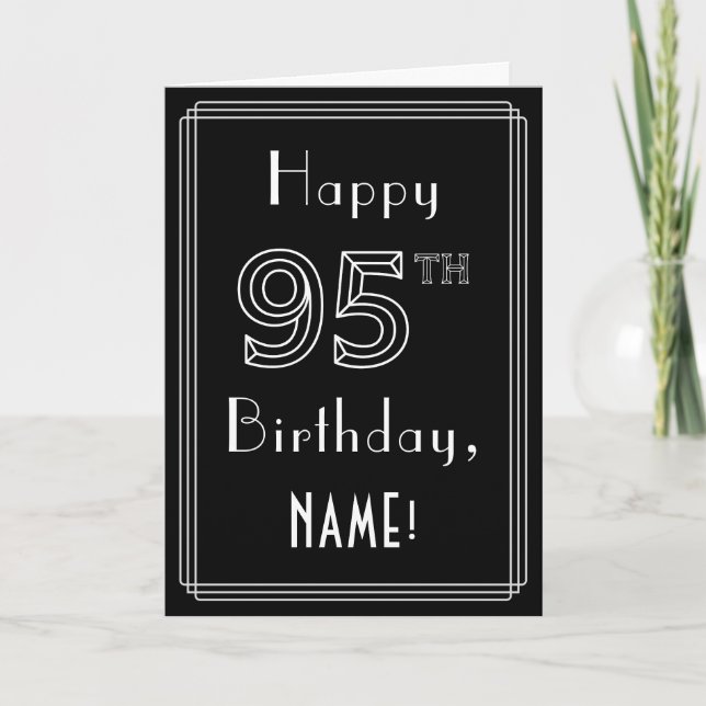 Carte 95e anniversaire : Art Déco Style # 95 & Nom perso (Devant)