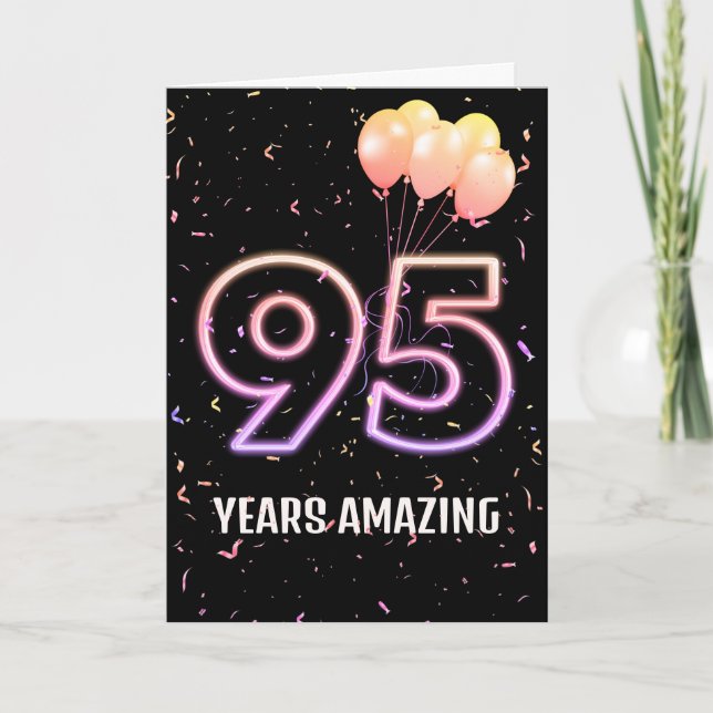 Carte 95e anniversaire Ballons et Confetti (Devant)