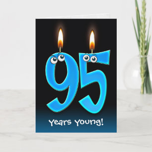 Carte 95e anniversaire bougies avec boules d'yeux