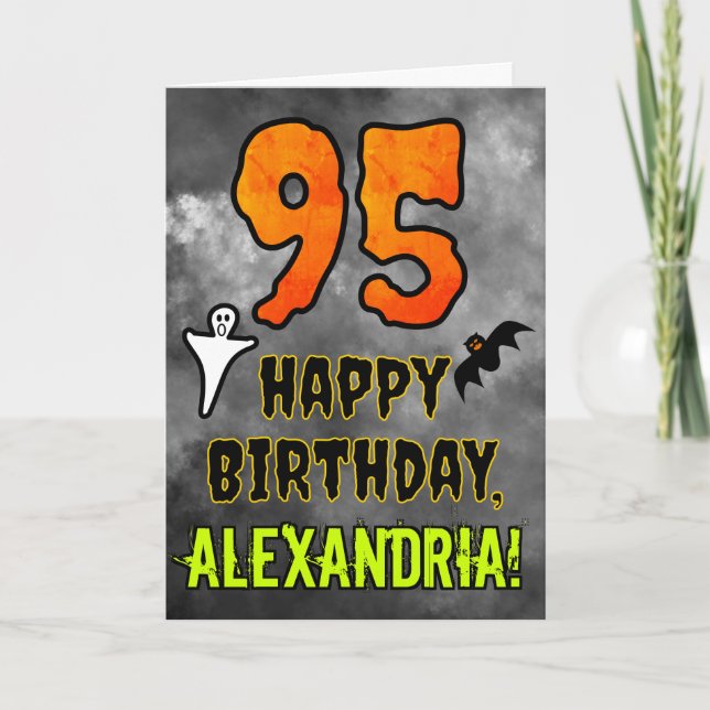 Carte 95e anniversaire : Eerie Halloween Thème + Nom per (Devant)