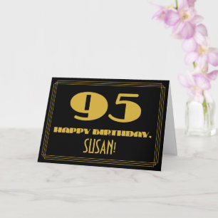 Carte 95e anniversaire : Nom + Art Déco Inspiré Look "95